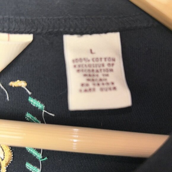 Bechamel Black Button Front Dog Bones Embroidered Grannycore Sweater Size Large - Picture 9 of 9